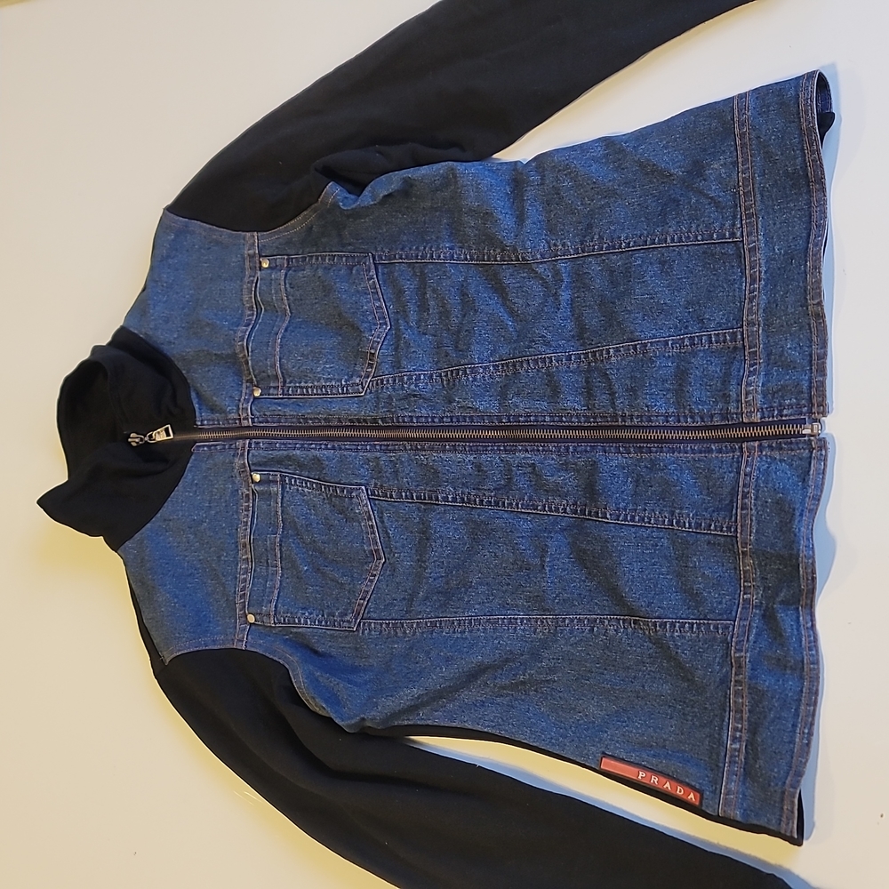 PRADA Milando Denim & Knit Full Zip Jacket